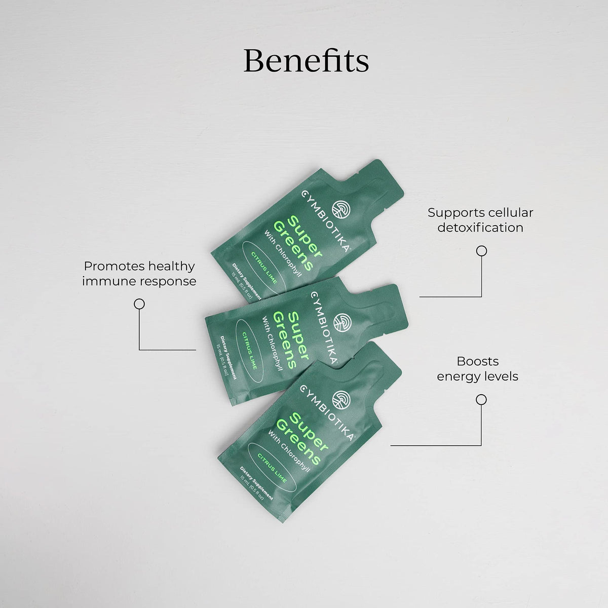 CYMBIOTIKA Super Greens Supplement with Chlorophyll, Spirulina, Daily Vegan Superfood Packets for Digestive Gut Health, Detox, Energy and Immune Support, Citrus Lime Flavor, 15 mL Pouches, 30 Pack CYMBIOTIKABuy Supplements Australia