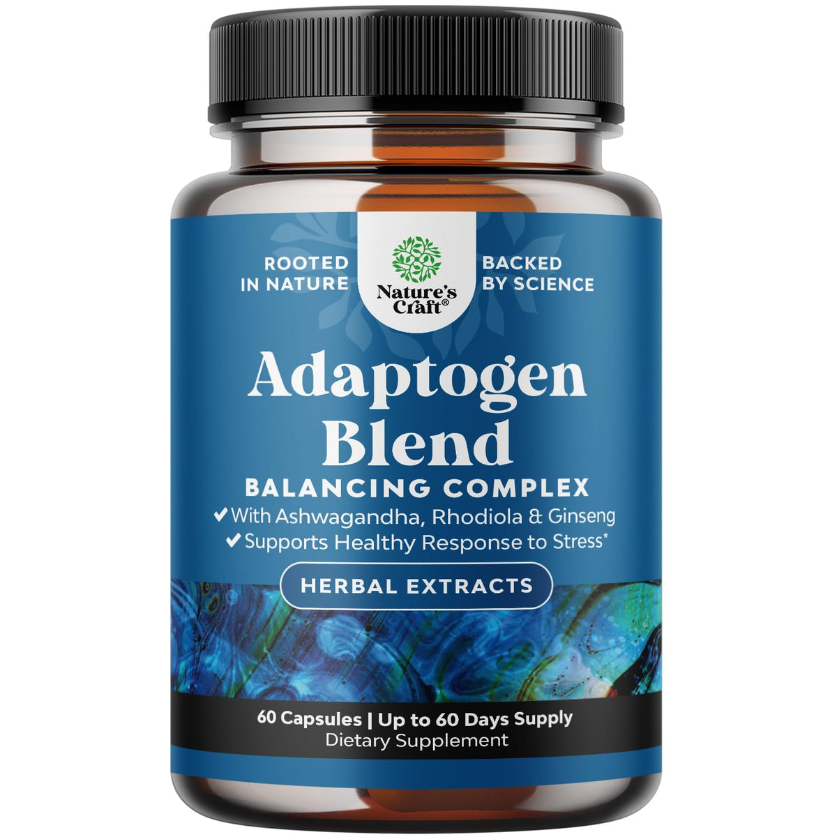 Herbal Adaptogen Mood Support Supplement - Calming Adaptogens Supplement for Stress & Cortisol Management with Ashwagandha Rhodiola Rosea & Maca Root - Vegan & Daytime Friendly - 60 Count Natures CraftBuy Supplements Australia