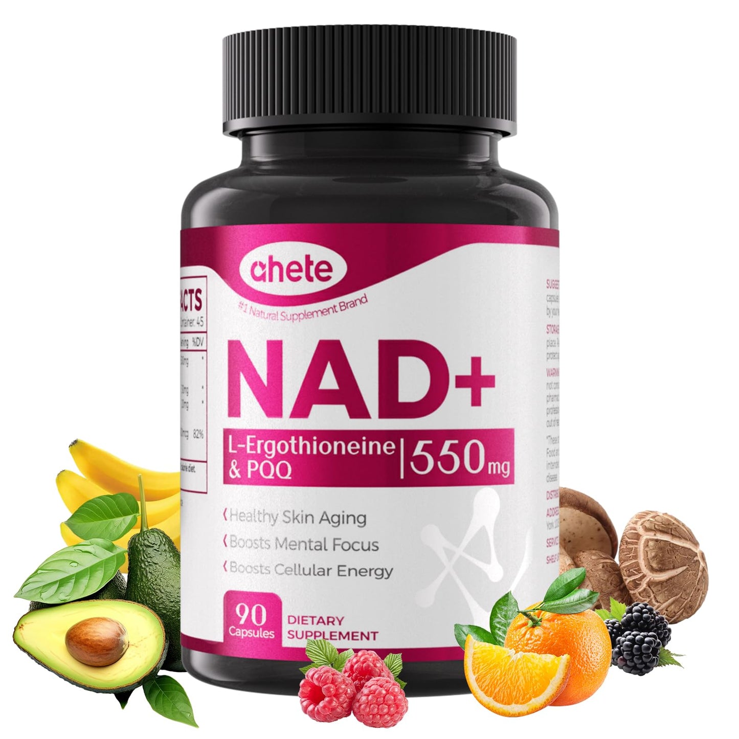 Ahete NAD Supplement with L-Ergothioneine, PQQ, Vitamin B6, and NMNH Supplement - for Cellular Health, Energy Support and Healthy Aging for Women & Men - Vegetarian, Non-GMO, Gluten Free- 90 Capsules AheteBuy Supplements Australia