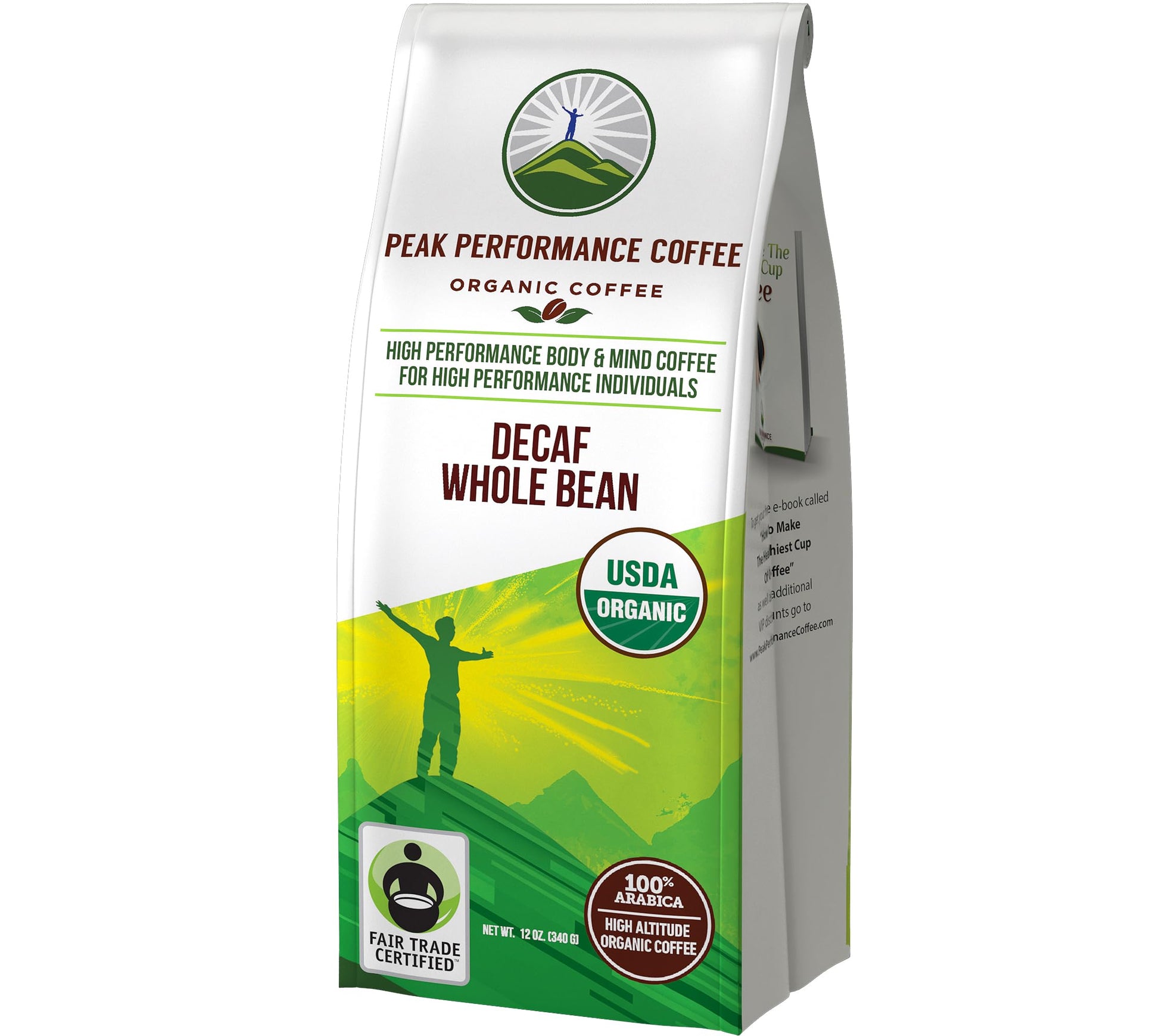 Peak Performance High Altitude Organic Decaf Coffee - Fair Trade, Low Acid, Non GMO, Beans Full of Antioxidants - Medium Roast Smooth Tasting USDA Certified Organic Decaffeinated Whole Bean 12 oz Peak PerformanceBuy Supplements Australia