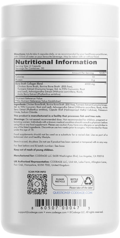 Codeage Bone Broth Collagen Capsules Grass Fed - Pasture Raised Chicken Bone Broth Collagen CodeageBuy Supplements Australia