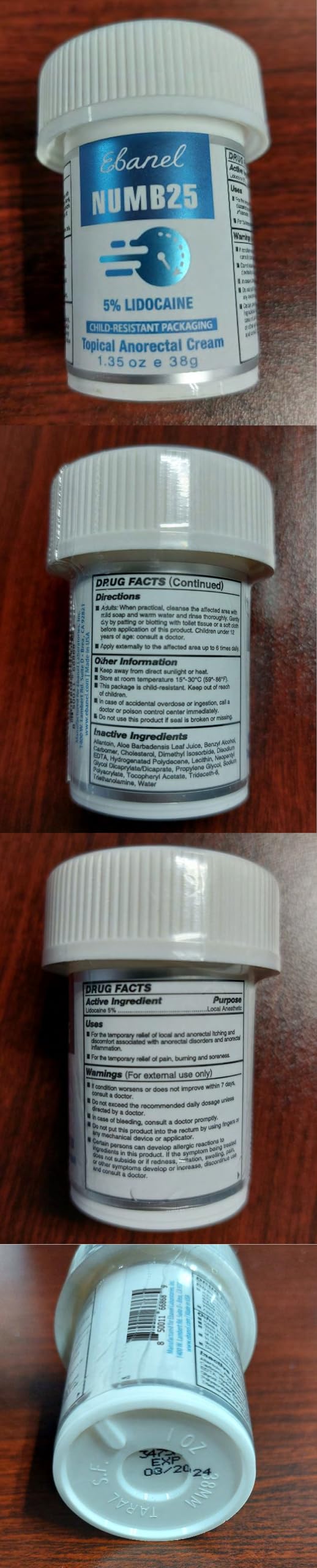 Ebanel 5% Lidocaine Numbing Cream, Pain Relief Burn Itch Numb Cream, Maximum Strength Numb25 Topical Anesthetic with Allantoin, Vitamin E for Local and Anorectal Uses, Hemorrhoid Treatment, 1.35 Oz Gosupps WWW buy supplements Au