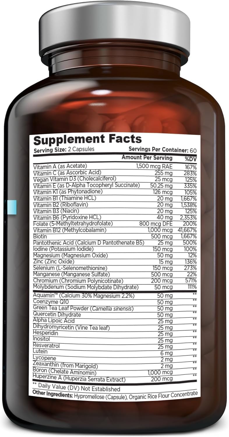 OmniBiotics Ultimate Daily Multivitamin for Women & Men – 34 Essential Ingredients Including Vitamin A, C, D, E, B6, B12, Biotin, Zinc – 120 Vegan Capsules OmniBioticsBuy Supplements Australia
