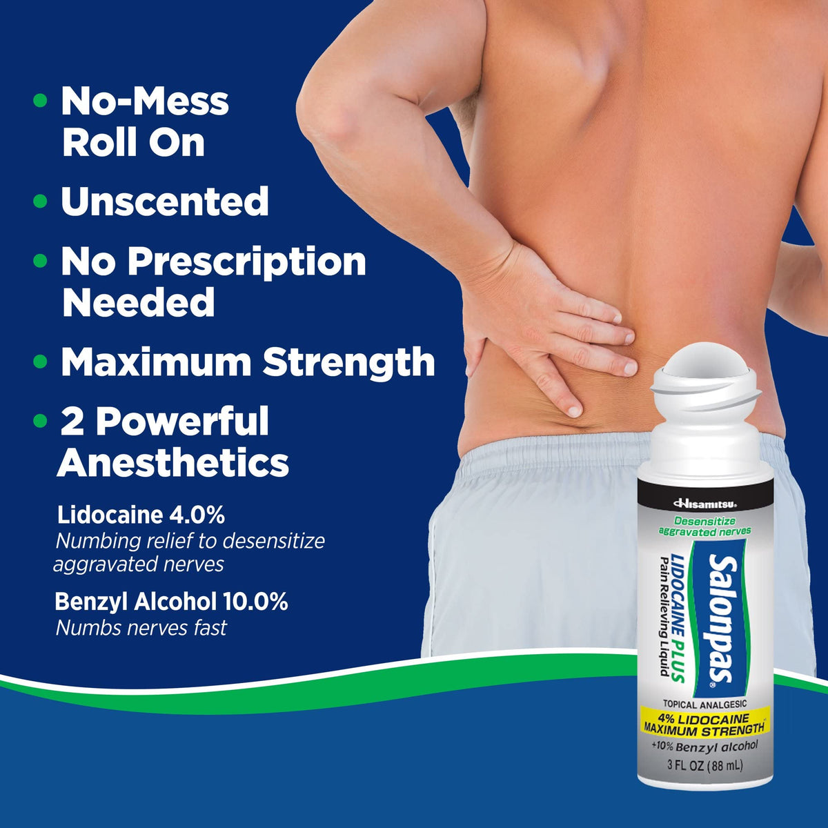 Salonpas LIDOCAINE Plus 3 oz ROLL ON Pain Relieving Liquid! Maximum Strength 4% Lidocaine for Numbing Pain Relief! Mess Free Application! (3 Pack) SalonpasBuy Supplements Australia