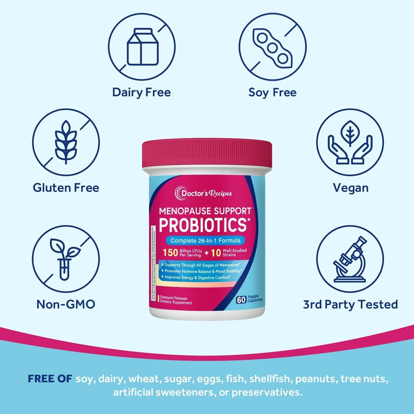 Doctor's Recipes Menopause Probiotic Supplements for Women, Black Cohosh for Menopause Hot Flashes, Probiotics with Ashwagandha, Dong Quai, Supports Energy, 60 Capsules Doctor's RecipesBuy Supplements Australia
