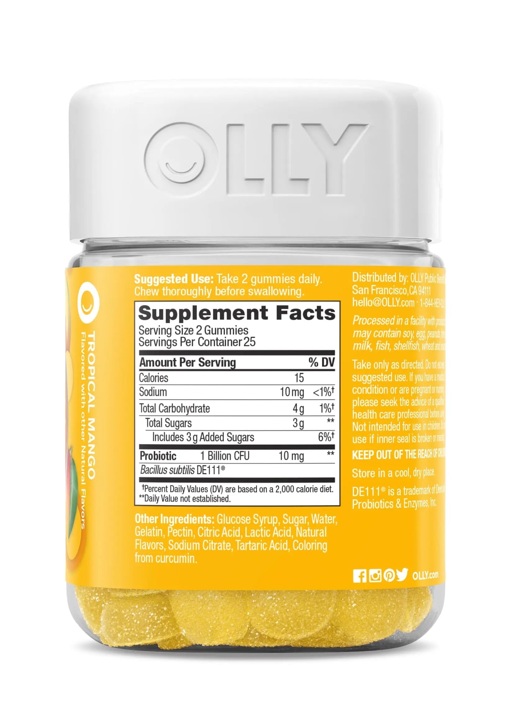 OLLY Probiotic Gummy, Immune and Digestive Support, 1 Billion CFUs, Chewable Probiotic Supplement, Mango, 25 Day Supply - 50 Count OLLYBuy Supplements Australia