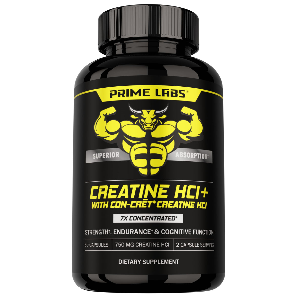 Prime Labs Creatine HCl Capsules - with CON-CRĒT®, Rhodiola Root Extract, & L-Theanine - Muscle Support, Endurance, Cognitive Function - for Men & Women - 60 Pills Prime LabsBuy Supplements Australia