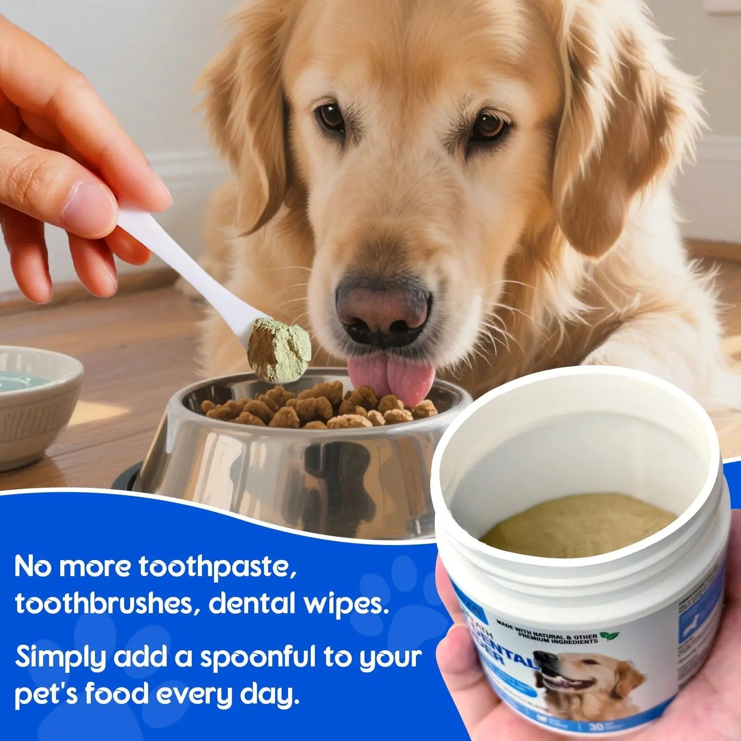 Dog Teeth Cleaning Powder - Dental Powder for Dogs Teeth - Plaque Removal - Supports Gum Health - Tartar Remover with Natural Herb Blend and Postbiotics 30 Day Supply - Mint Flavor ARMOYABuy Supplements Australia