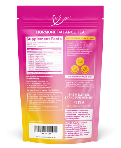 Pink Stork Hormone Balance Tea for Women – Red Raspberry Leaf & Chasteberry (Vitex) – Organic Herbal Tea for PMS, Menstrual Cycle & Perimenopause Support – Caffeine-Free Cinnamon Blend – 30 Cups Pink StorkBuy Supplements Australia