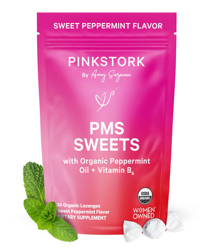 Pink Stork Organic PMS Support Sweets for Teens and Women - Simple & Natural Ingredients Vitamin B6 and Peppermint - Period, Digestion, Bloating, Mood Swings - 30 Drops Pink Stork buy supplements Au