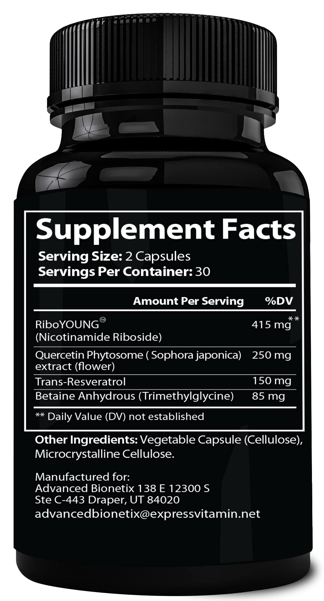Advanced Bionetix NAD Supplement with Nicotinamide Riboside Plus Resveratrol, Quercetin, Betaine w/RiboYOUNG™ for True Anti Aging Advanced BionetixBuy Supplements Australia