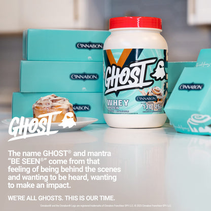 GHOST Whey Protein Powder, Cinnabon - 2LB Tub, 25G of Protein - Cinnamon Roll Flavore GHOSTBuy Supplements Australia