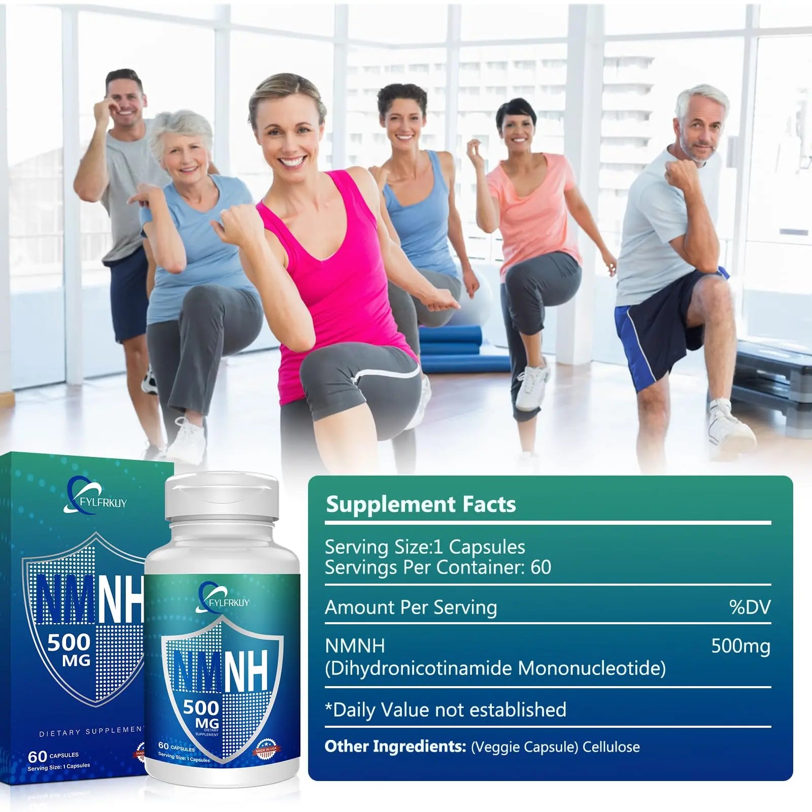 FYLFRKUY New NMNH 500mg Per Serving (Dihydronicotinamide Mononucleotide), NAD 𝐒𝐮𝐩𝐩𝐥𝐞𝐦𝐞𝐧𝐭𝐬 Pure Organic, More Effective Than NMN for Anti-Aging, Energy, Immunity, Focus - 60 Count FYLFRKUYBuy Supplements Australia