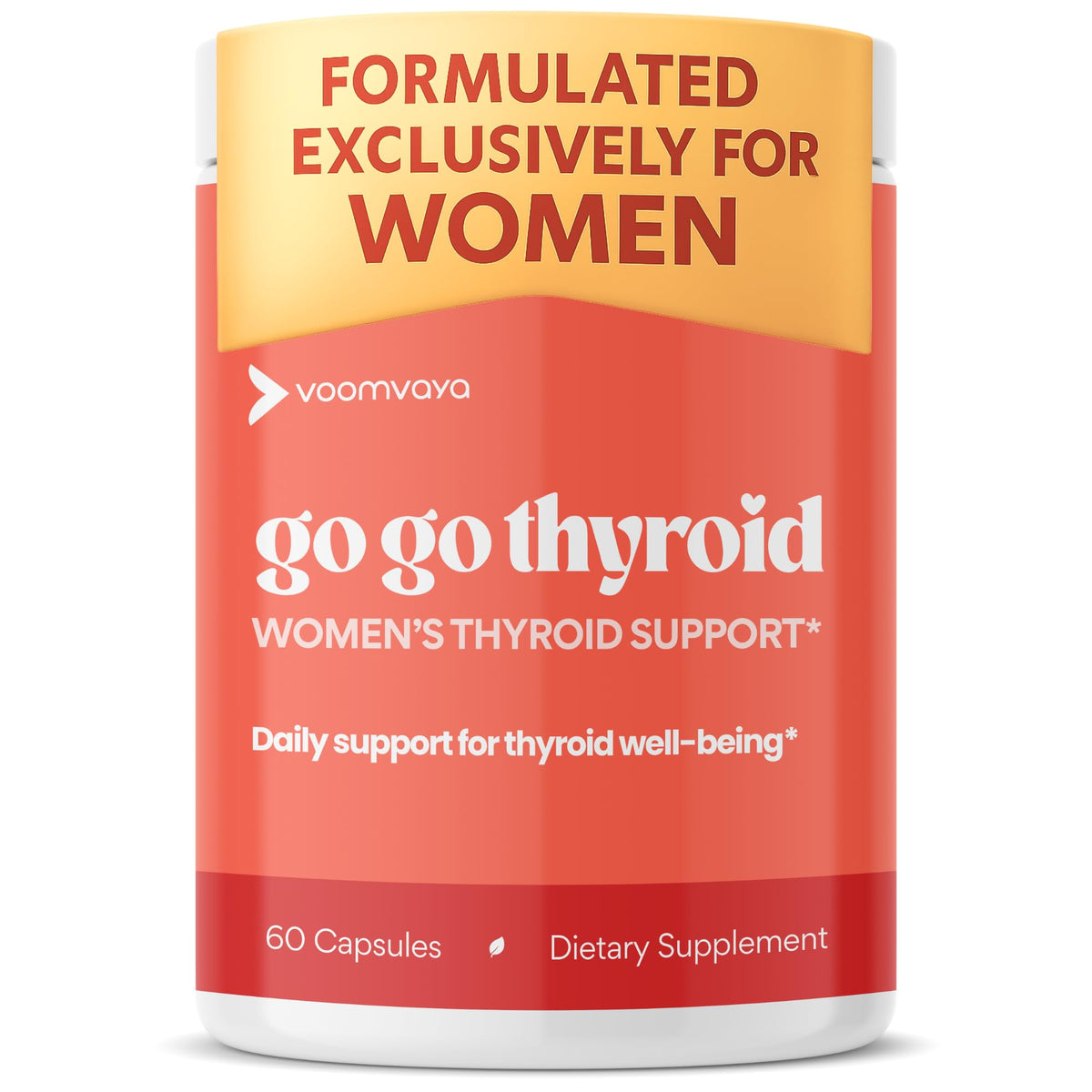VoomVaya Go Go Thyroid - Thyroid Support for Women 30+ - Female-Focused Hormonal Balance & Thyroid Supplement with Iodine, Selenium & L Tyrosine - 3rd Party Tested - 60 Capsules VoomVayaBuy Supplements Australia