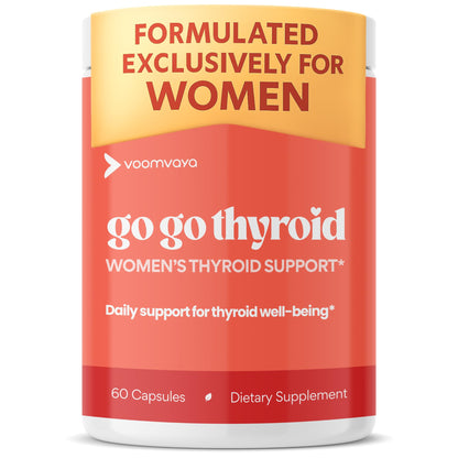 VoomVaya Go Go Thyroid - Thyroid Support for Women 30+ - Female-Focused Hormonal Balance & Thyroid Supplement with Iodine, Selenium & L Tyrosine - 3rd Party Tested - 60 Capsules VoomVayaBuy Supplements Australia