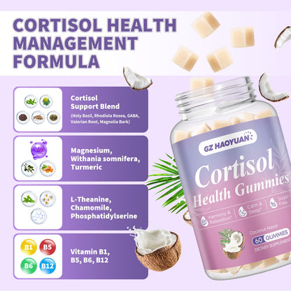 Cortisol Gummies for Women - Cortisol Supplements with Magnesium Glycinate, Ashwagandha, L-Theanine, Vitamin B Complex for Relaxation, Sleep, Calm Mood & Focus - Vegan, Sugar Free Coconut Flavor GZ HAOYUANBuy Supplements Australia