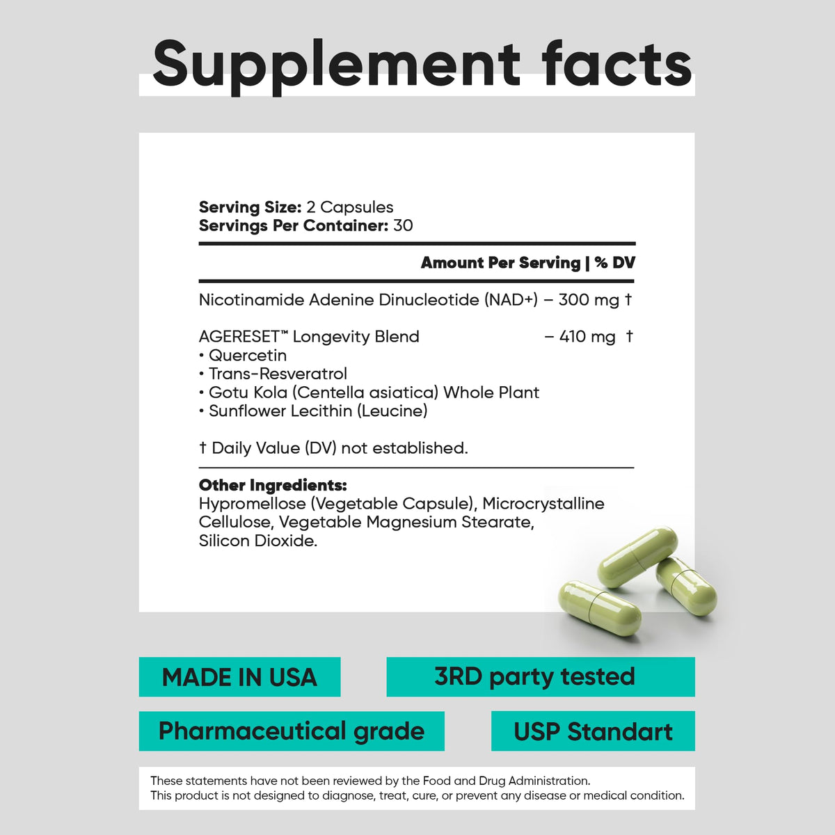 JoysLife AGERESET NAD Supplement NMN Alternative Liposomal + Gotu Kola for Women & Men w/Resveratrol, Quercetin, Gotu Kola JoysLifeBuy Supplements Australia