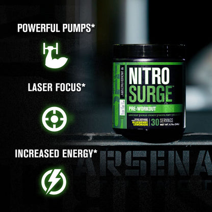 Nitrosurge Pre-Workout in Green Apple & Creatine Monohydrate for Men & Women