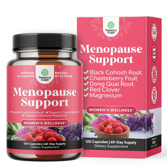 Complete Herbal Menopause Supplement for Women - Female Hormone Balance Capsules for Night Sweats Hot Flashes & Mood Swings with Dong Quai, Chaste Berry & Black Cohosh Root - 120 Count Pack Natures CraftBuy Supplements Australia