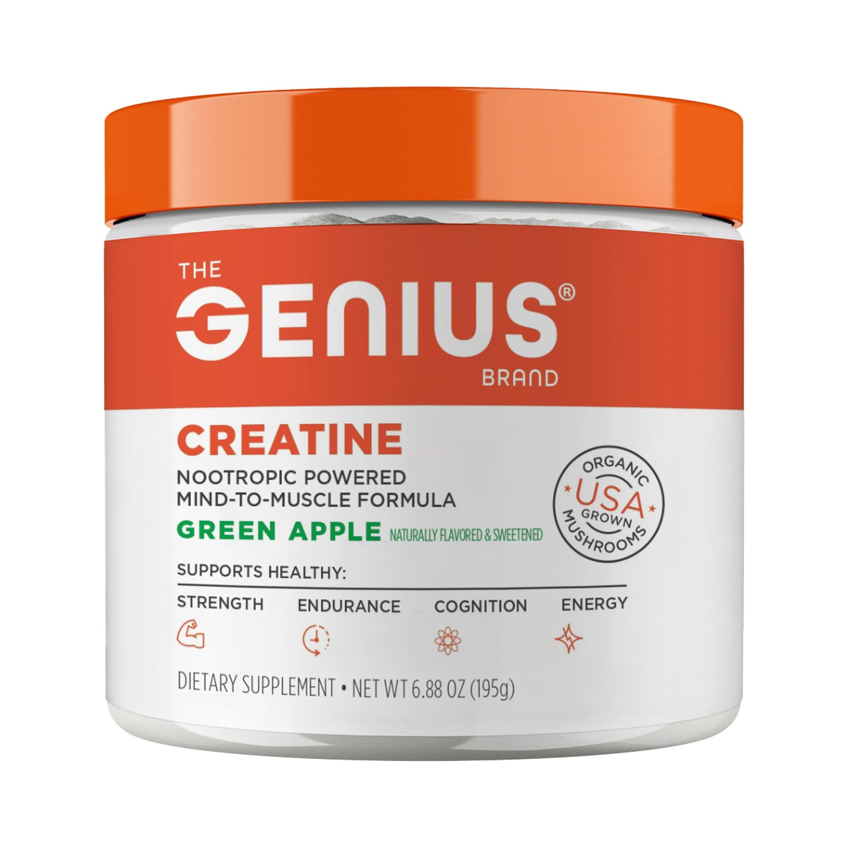 Genius Micronized Creatine Monohydrate Powder, Post Workout Supplement, Green Apple - 100% Naturally Flavored & Sweetened - Supports Muscle Building, Cellular Energy & Cognitive Function – 195g The Genius BrandBuy Supplements Australia
