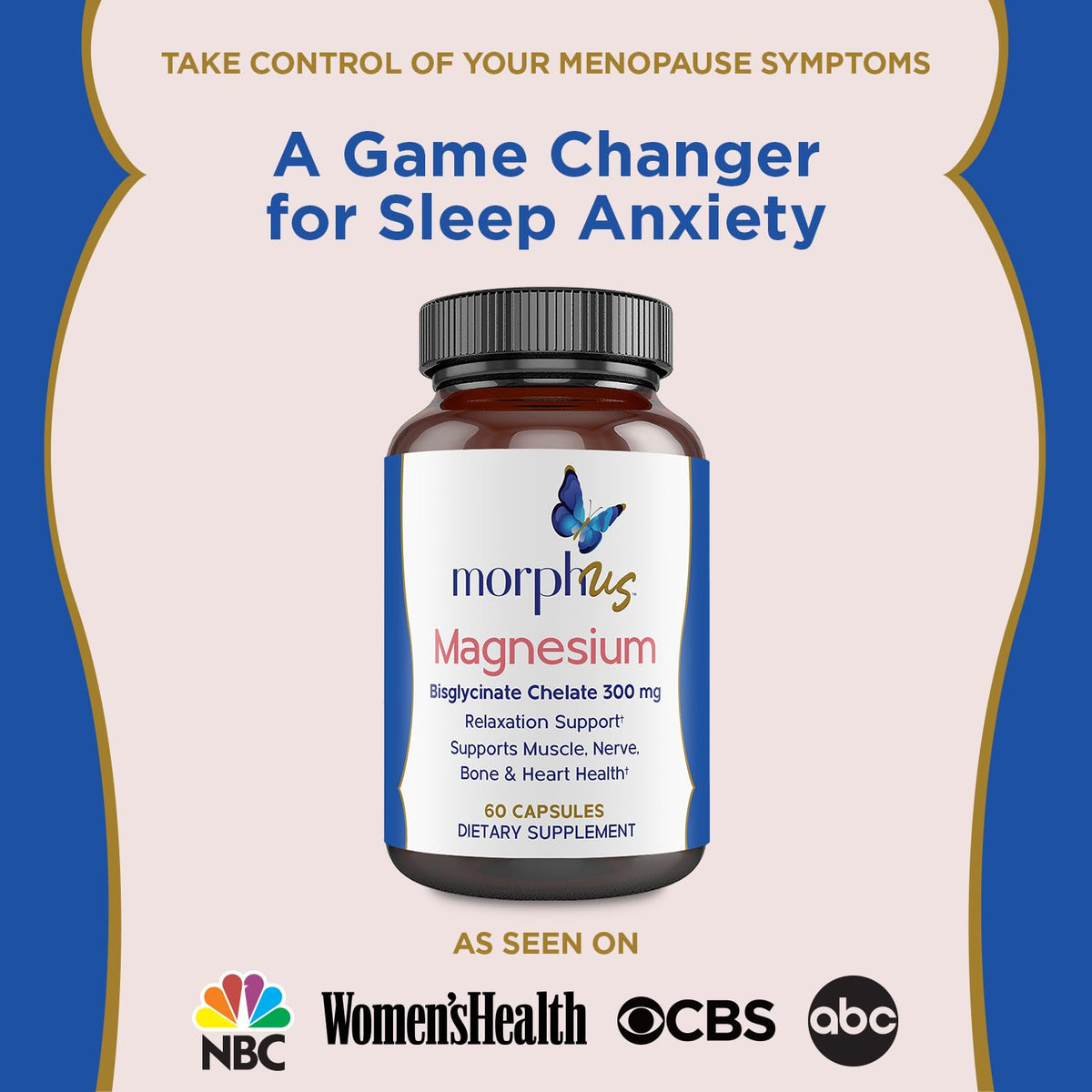 Morphus Magnesium Bisglycinate Chelate 300mg Supplement | 60 Capsules | Helps Women with Perimenopause & Menopause Symptoms | Restful Sleep, De-Stress, Relaxes Muscles & Nerves | Fast Absorption MORPHUSBuy Supplements Australia