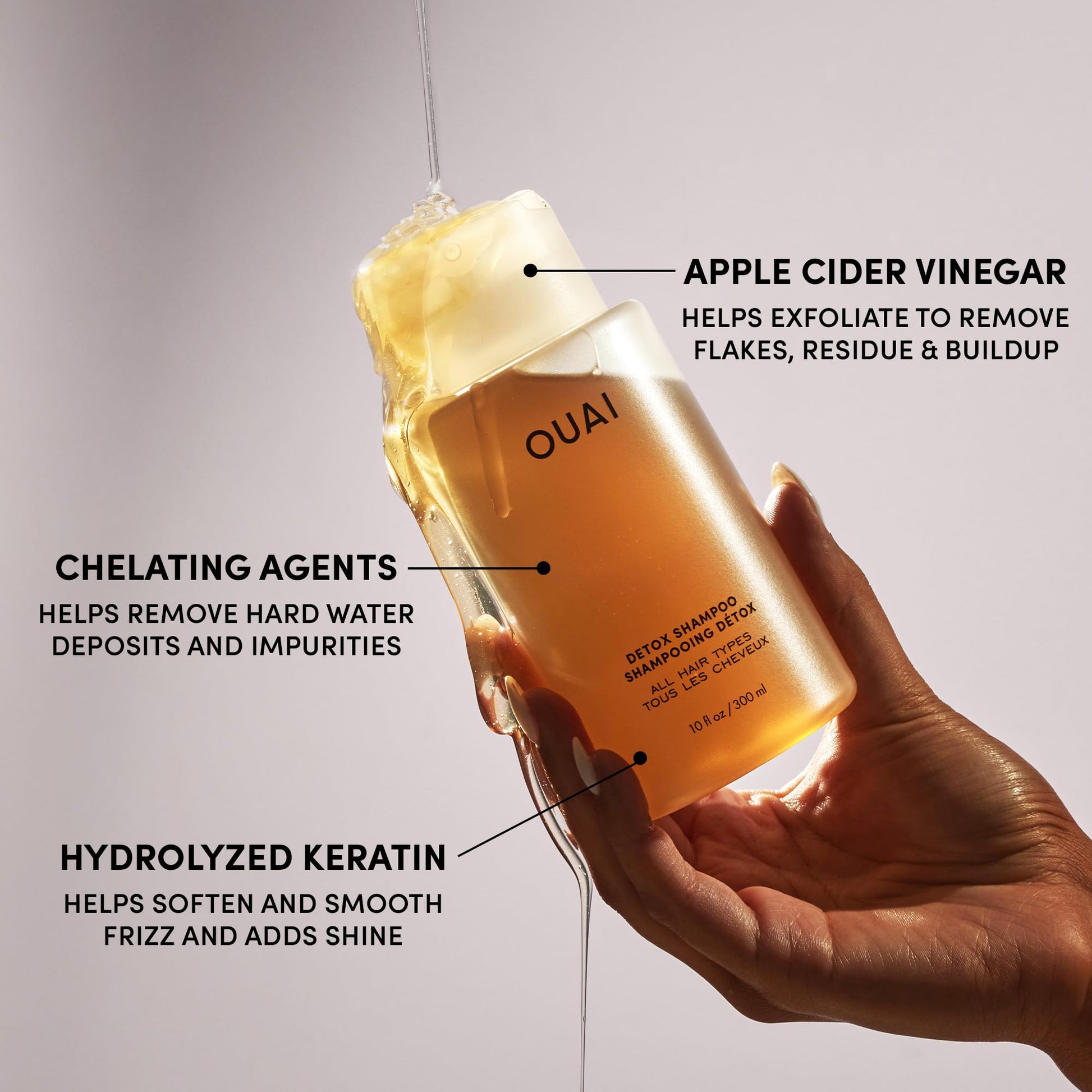 OUAI Detox Shampoo - Clarifying Shampoo for Build Up, Dirt, Oil, Product and Hard Water - Apple Cider Vinegar & Keratin for Clean, Refreshed Hair - Sulfate-Free Hair Care (16 oz) OUAIBuy Supplements Australia