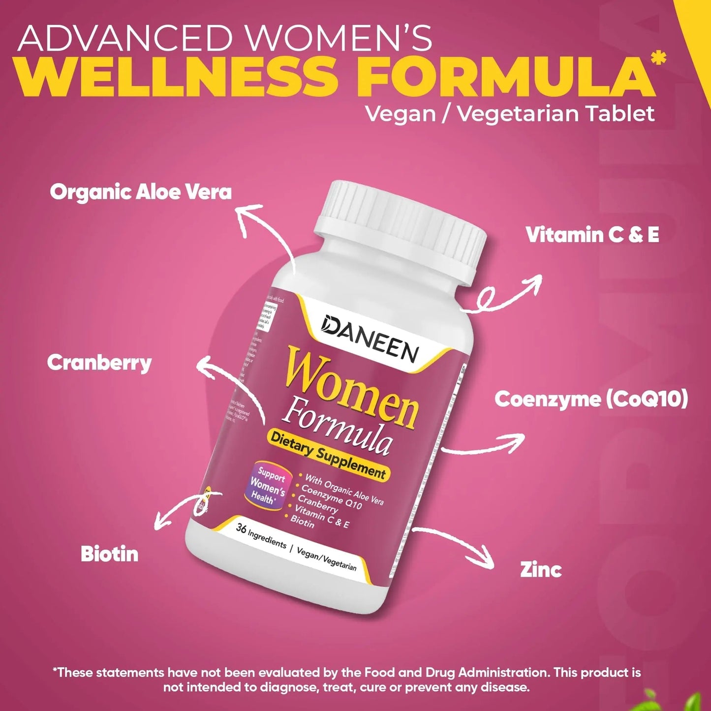 DANEEN Daily Multivitamin for Women - 36 Essential Ingredients - 90 Tablets - Vitamins for Women Multivitamin DANEEN