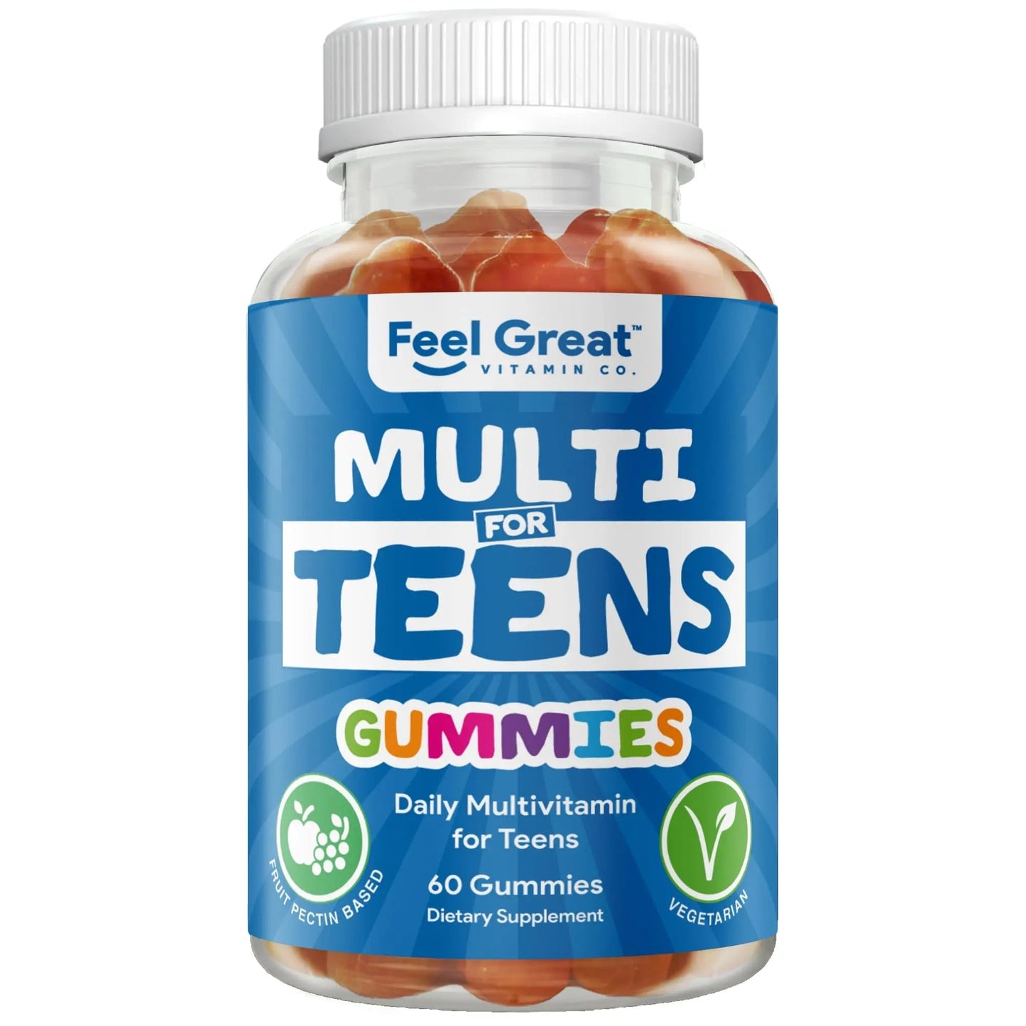Feel Great Teen Vitamins Multivitamin Gummies | Citrus & Strawberry Flavor for Teen Boys & Girls | for Bone, Muscle & Immune Support | The Feel Great Vitamin Company