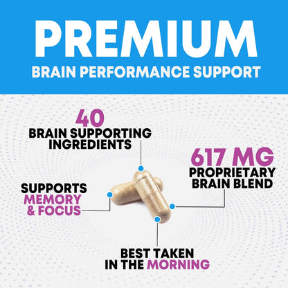Brain Memory Supplement Pills - 3X Strength Nootropics for Concentration, Clarity & Focus Support - Brain Health Cognitive Vitamins with Bacopa, Phosphatidylserine & DMAE, Brain Booster - 180 Capsules Nature's NutritionBuy Supplements Australia