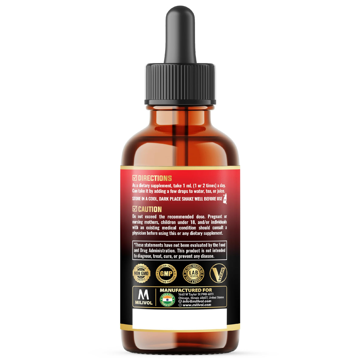 MILIVOL 5in1 NAD+ Liquid Drops w/Nicotinamide Riboside NR 900mg, Quercetin 500mg, Trans-resveratrol 500mg, Vitamin D3-C - Cellular Energy & Repair, Vitality, Healthy Aging - 1FL Oz - 1 Month Supply MILIVOLBuy Supplements Australia