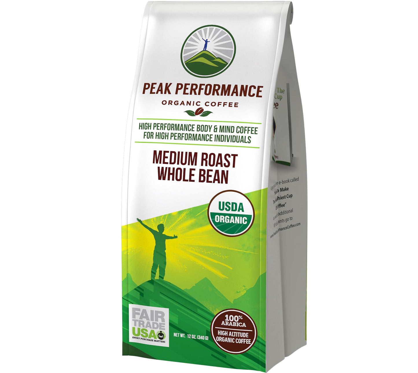 Peak Performance High Altitude Organic Coffee - Fair Trade, Low Acid, Non GMO, and Beans Full of Antioxidants - Medium Roast Smooth Tasting USDA Certified Organic Whole Bean Coffee Bag 12 oz Peak PerformanceBuy Supplements Australia