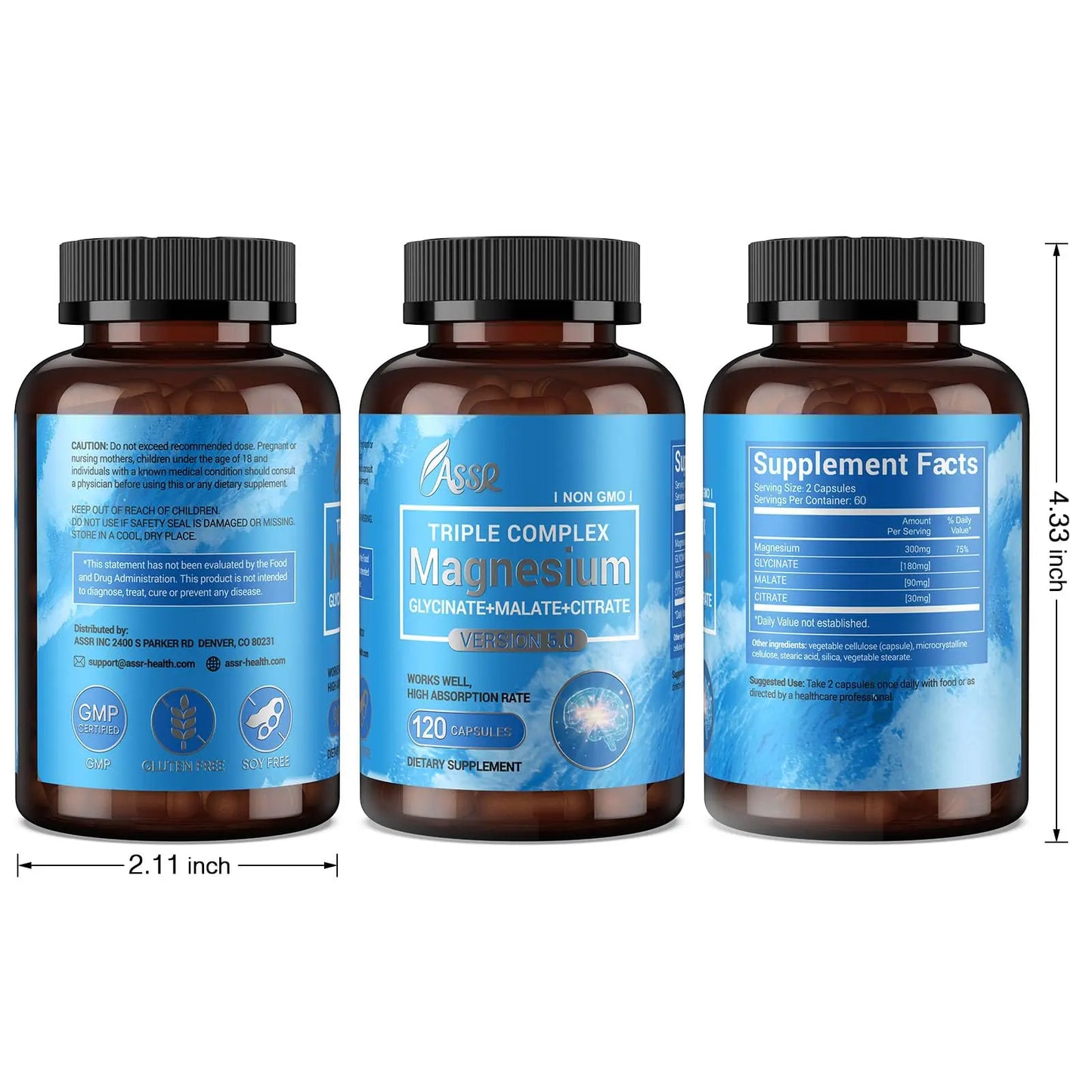ASSR Triple Magnesium Complex – 300mg Magnesium Supplement with Glycinate, Malate & Citrate – Supports Relaxation, Muscle & Nerve Function ASSR canada supplements