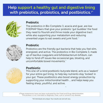 Gundry MD® Bio Complete 3 - Prebiotic, Probiotic, Postbiotic to Support Optimal Gut Health, 30 Day Supply (90 Day Supply) Gundry MDBuy Supplements Australia
