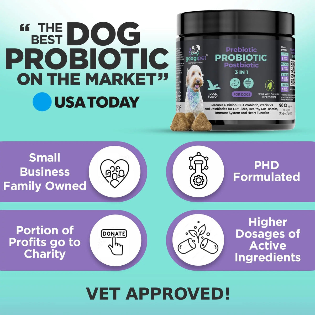 Googipet Probiotics for Dogs Digestive Health - Prebiotics and Probiotics Chews for Dog Yeast Infection Treatment + Digestive Enzymes - Dog Probiotics for Itchy Skin & Ears w/Papaya, Pumpkin, & Fiber GOOGIPET NATURAL PET PRODUCTSBuy Supplements Australia