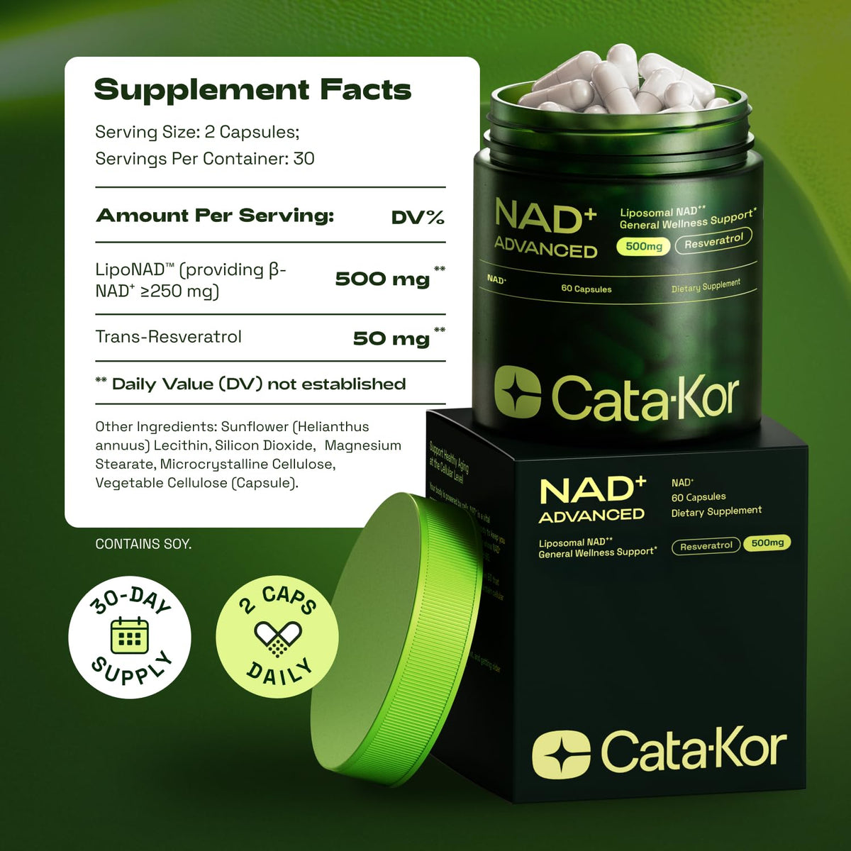 Cata-Kor Liposomal NAD Supplement with Resveratrol – NMN Supplement Alternative – Third-Party Tested – 30-Day Supply – Advanced NAD+ Resveratrol Cata-KorBuy Supplements Australia