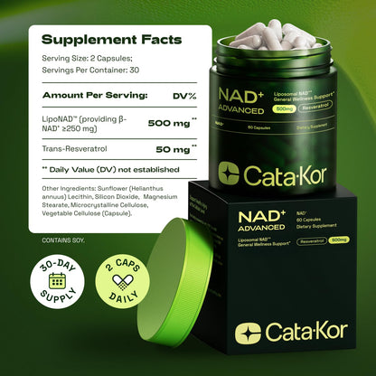 Cata-Kor Liposomal NAD Supplement with Resveratrol – NMN Supplement Alternative – Third-Party Tested – 30-Day Supply – Advanced NAD+ Resveratrol Cata-KorBuy Supplements Australia