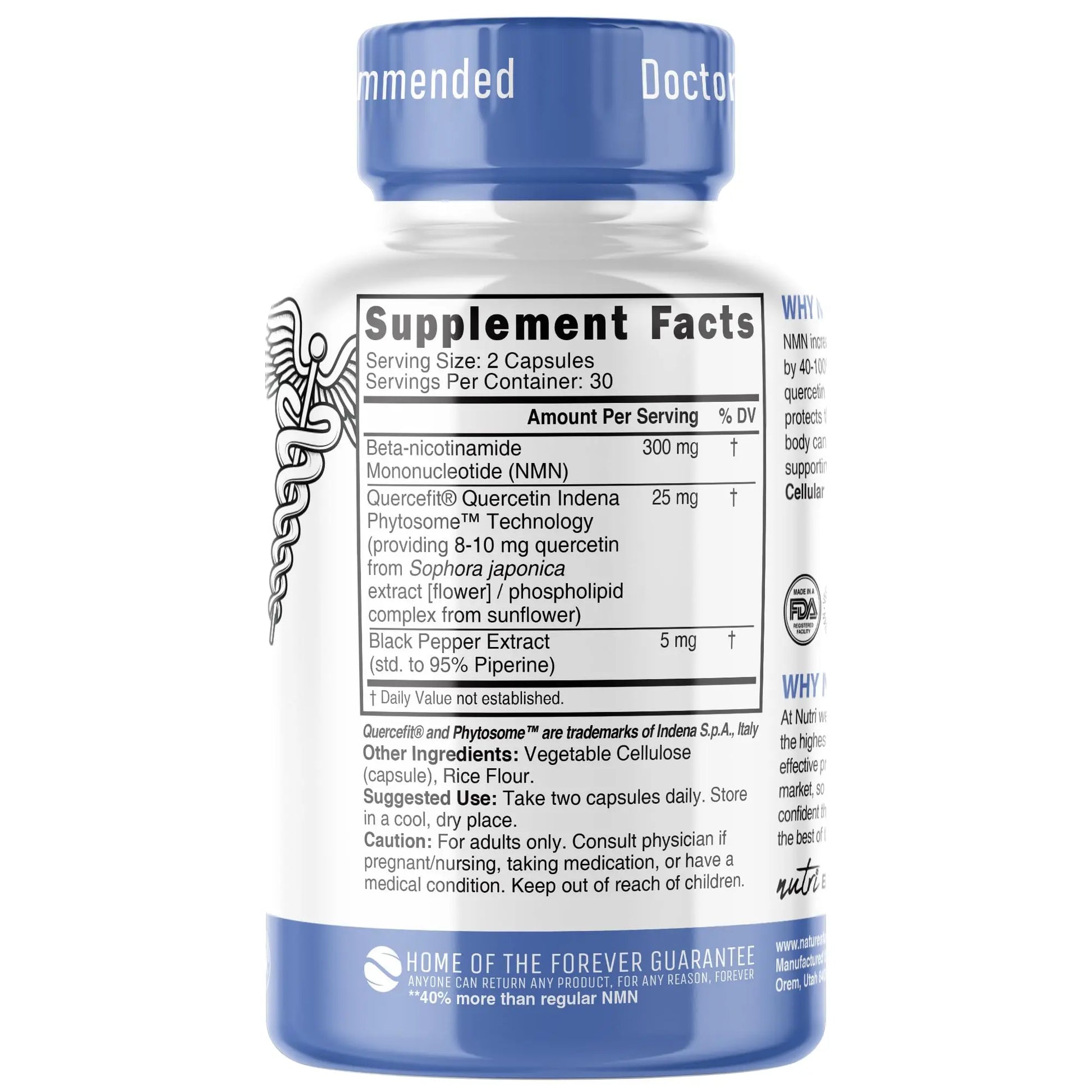 NMN Supplement 300mg NAD Supplement - (2 Pack) Nutri Ultra High Absorption Stabilized NMN Nicotinamide Mononucleotide, 40% More NAD+ w/ Quercetin Phytosome & Black Pepper - mnm supplement 120 Capsules Nature's FusionsBuy Supplements Australia