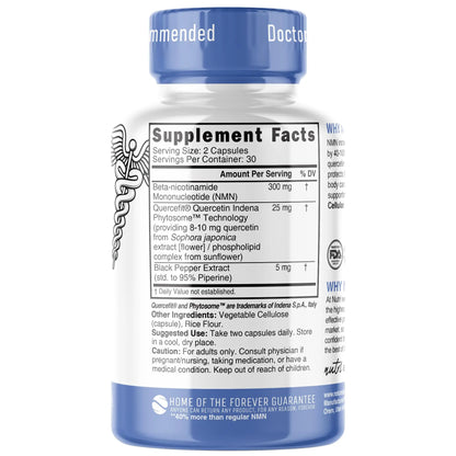 NMN Supplement 300mg NAD Supplement - (2 Pack) Nutri Ultra High Absorption Stabilized NMN Nicotinamide Mononucleotide, 40% More NAD+ w/ Quercetin Phytosome & Black Pepper - mnm supplement 120 Capsules Nature's FusionsBuy Supplements Australia