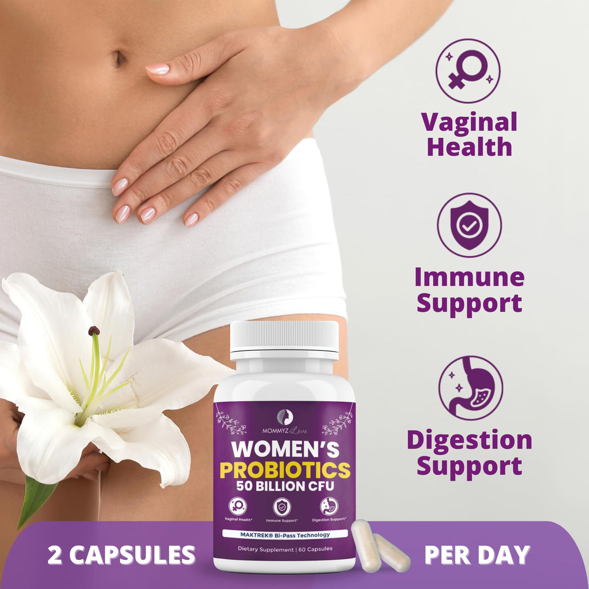 Probiotics for Women Digestive Health + Vaginal Probiotics for Vaginal Odor Control, Balanced PH Levels Mommyz LoveBuy Supplements Australia