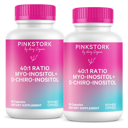 Pink Stork Myo-Inositol & D-Chiro Inositol Supplement - Hormonal Balance for Women - Ovarian Support - 40:1 Ratio - Fertility Supplements for Women - 180 Capsules, 2 Month Supply Pink StorkBuy Supplements Australia