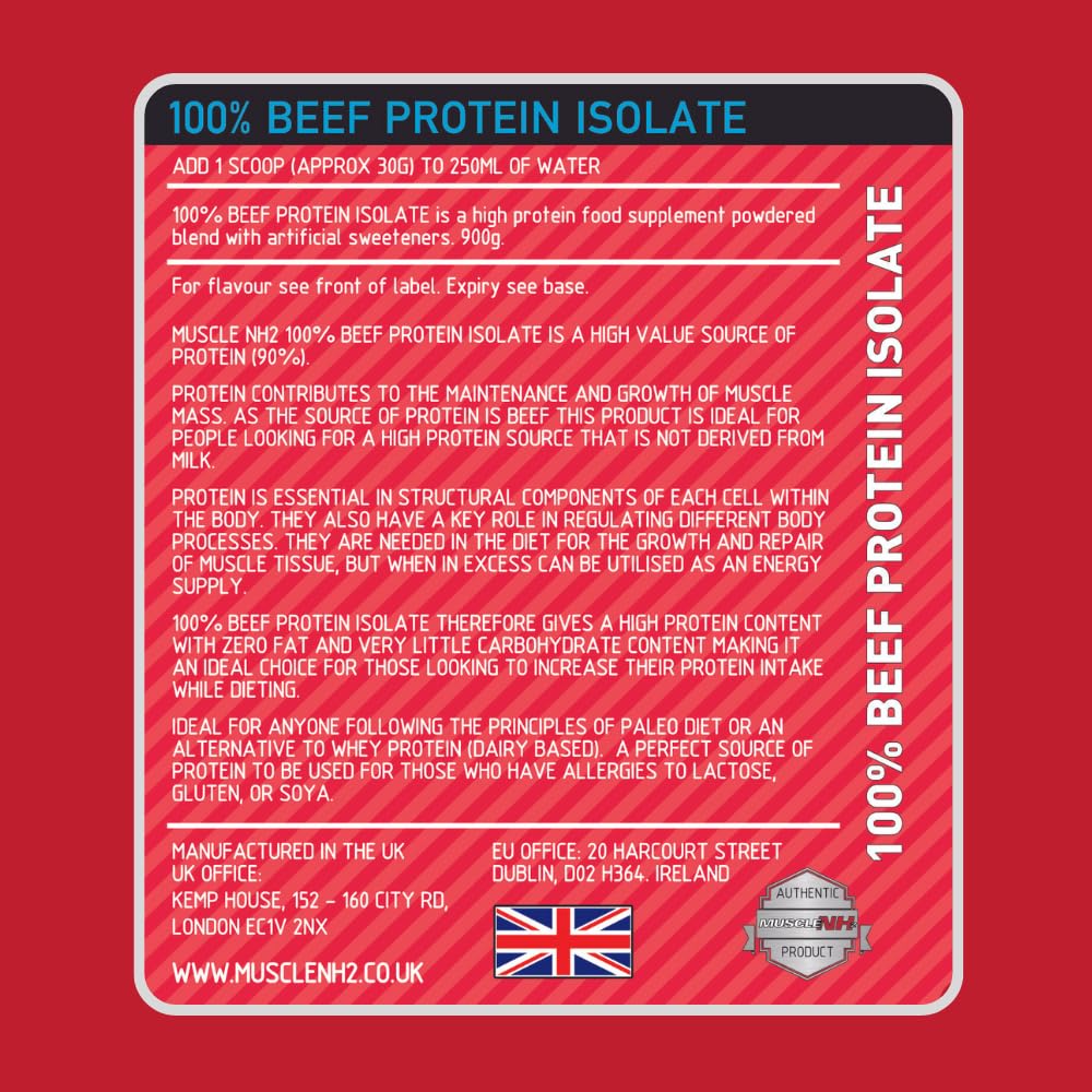 MuscleNH2 Beef Protein Isolate Powder 90%, High Protein, Low Fat, Dairy Free, Gluten Free, Soy Free MuscleNh2Buy Supplements Australia