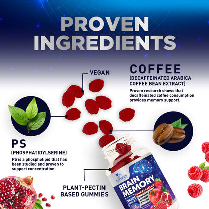 Brain Supplements for Memory & Focus Gummies - Brain Health Clarity with B6 B12 & Phosphatidylserine - Natural Nootropics Cognitive Concentration & Alertness Support Vitamins - 60 Vegan Gummies Nature's NutritionBuy Supplements Australia