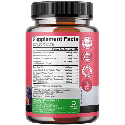 Complete Herbal Menopause Supplement for Women - Multibenefit Menopause Relief Hormone Balance Natures CraftBuy Supplements Australia