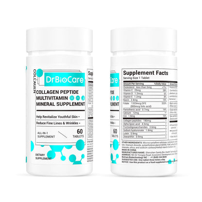 DrBioCare Collagen Peptides for Women, Beauty Vitamin & Mineral Supplement,Contains Vitamin D3, Probiotics for Women & Collagen Peptides,Vitamin B Complex,Vitamin E 180 Tablets DrBioCareBuy Supplements Australia