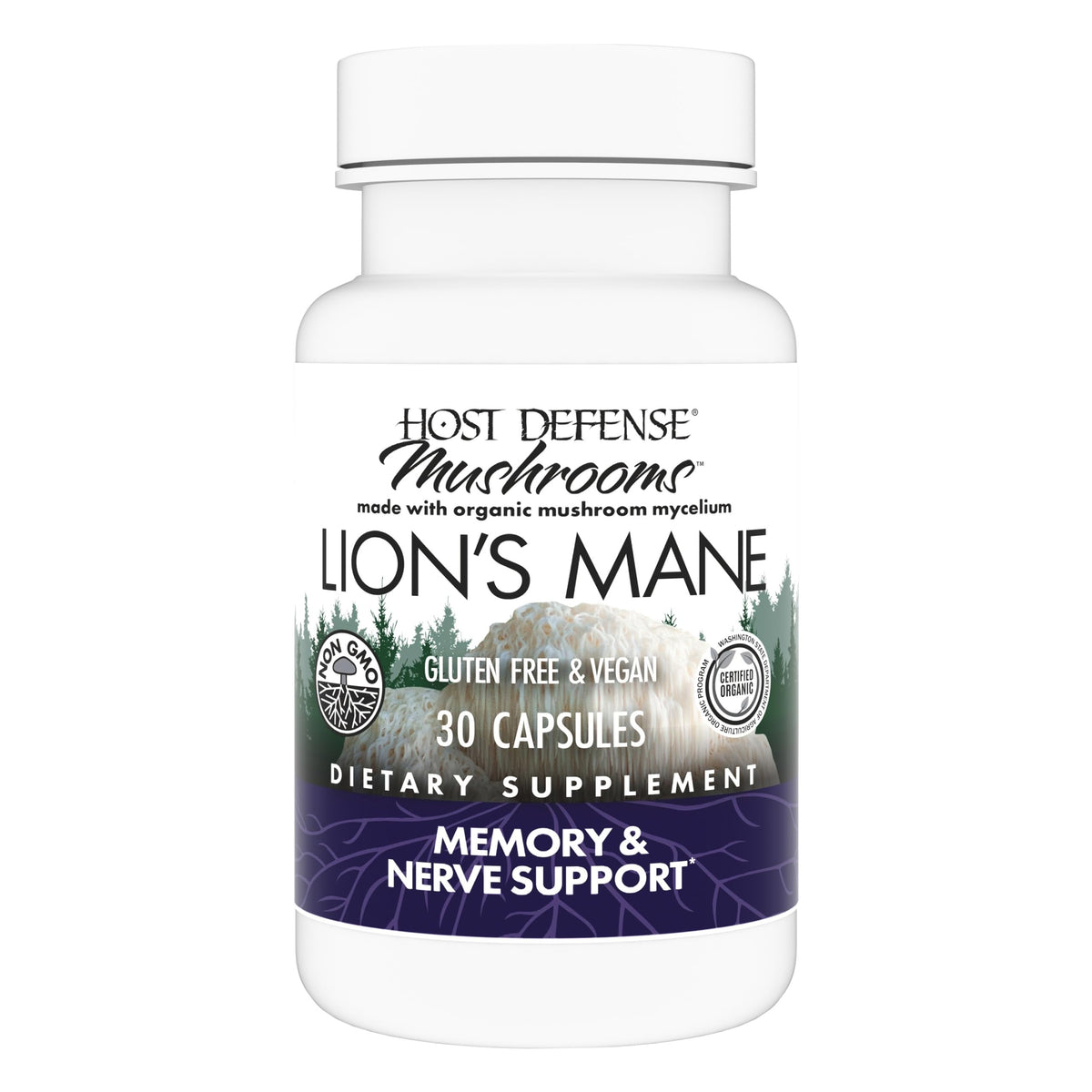 Host Defense Mushrooms Lion's Mane - Brain Health Support Supplement for Focus & Memory Function - Immune & Nervous System Support Supplement- 30 Capsules Host DefenseBuy Supplements Australia