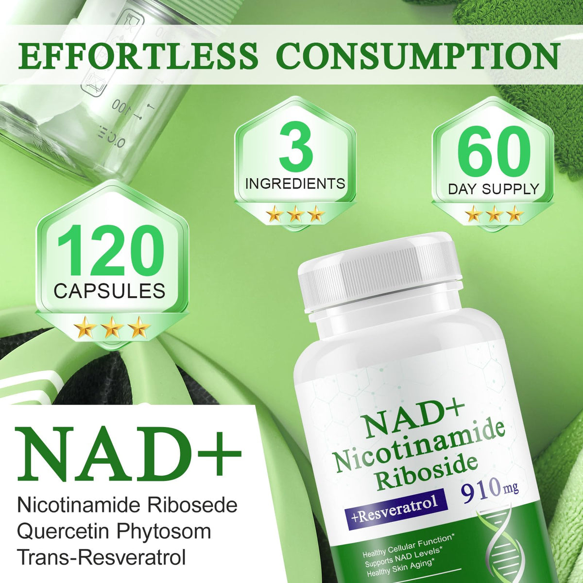 A r b c r n 120 Capsules NAD+ Supplement,NAD Nicotinamide Riboside Resveratrol 910mg for Men and Women, NR Supplement for Energy Anti-Aging Focus A r b c r nBuy Supplements Australia