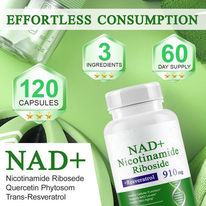 A r b c r n 120 Capsules NAD+ Supplement,NAD Nicotinamide Riboside Resveratrol 910mg for Men and Women, NR Supplement for Energy Anti-Aging Focus A r b c r nBuy Supplements Australia