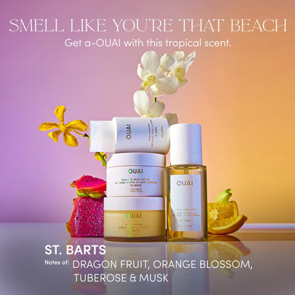 OUAI St. Barts Travel Bundle - Includes Travel Size Scalp & Body Scrub, Foaming Shower Gel, Hydrating Cream, and Hair & Body Mist (4 Count, 3.4 Oz/3.4 Oz/3 Oz/3.3 Oz) OUAIBuy Supplements Australia