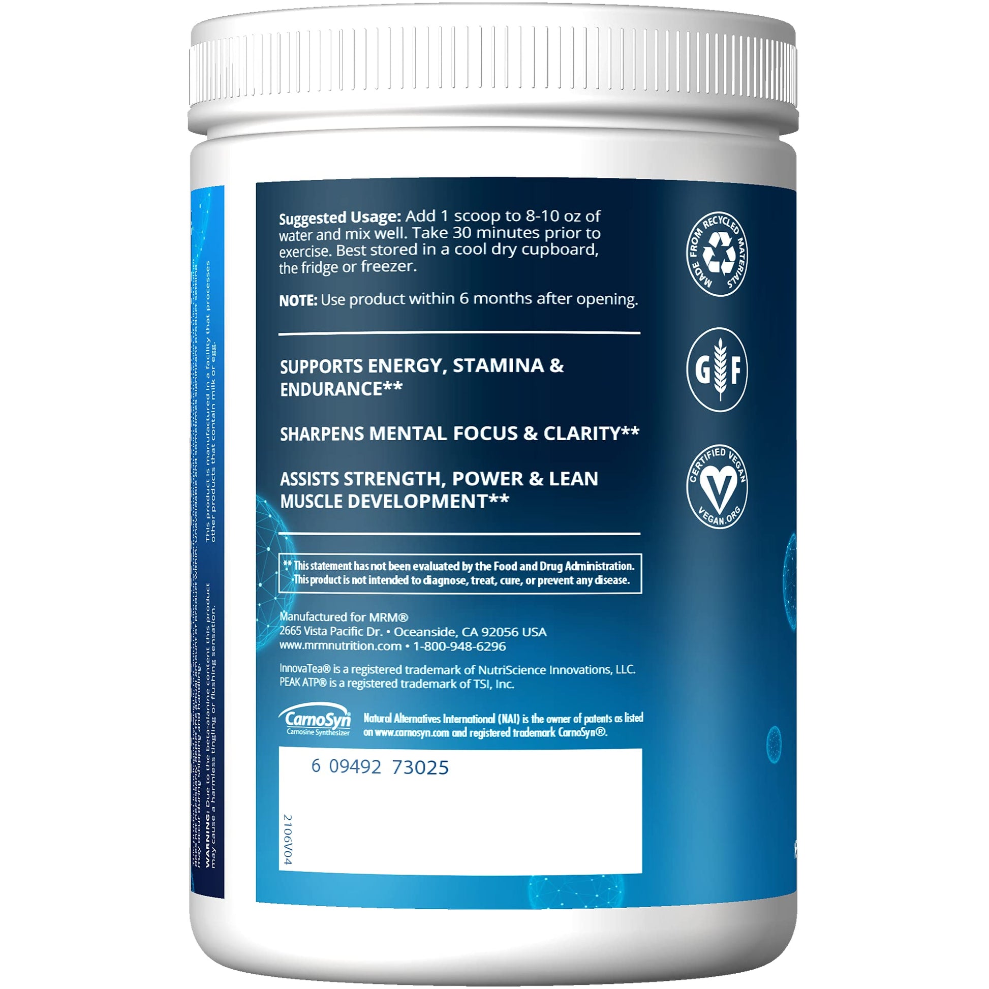 MRM Nutrition Driven Pre-Workout Powder | Strawberry Kiwi Flavored | 125mg Caffeine MRMBuy Supplements Australia