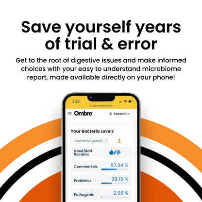 Ombre Gut Health Test Kit - Probiotic Recommender at Home Test for Women & Men - Detailed Custom Gut Microbiome Analysis for Digestive, Immune and Mental Health with Food Suggestions OmbreBuy Supplements Australia
